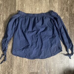 Scotch & Soda Long Sleeve Off Shoulder Blouse Top Pour L'ete Navy Blue 4